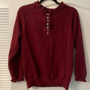 Women's Casual Long Sleeve Button Down Crew Neck Ruffle Knit Sweater